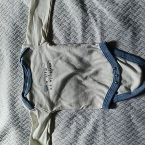 Le Top White Onesie with Blue Trim